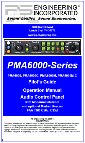 PMA6000-series Audio Panel Manual